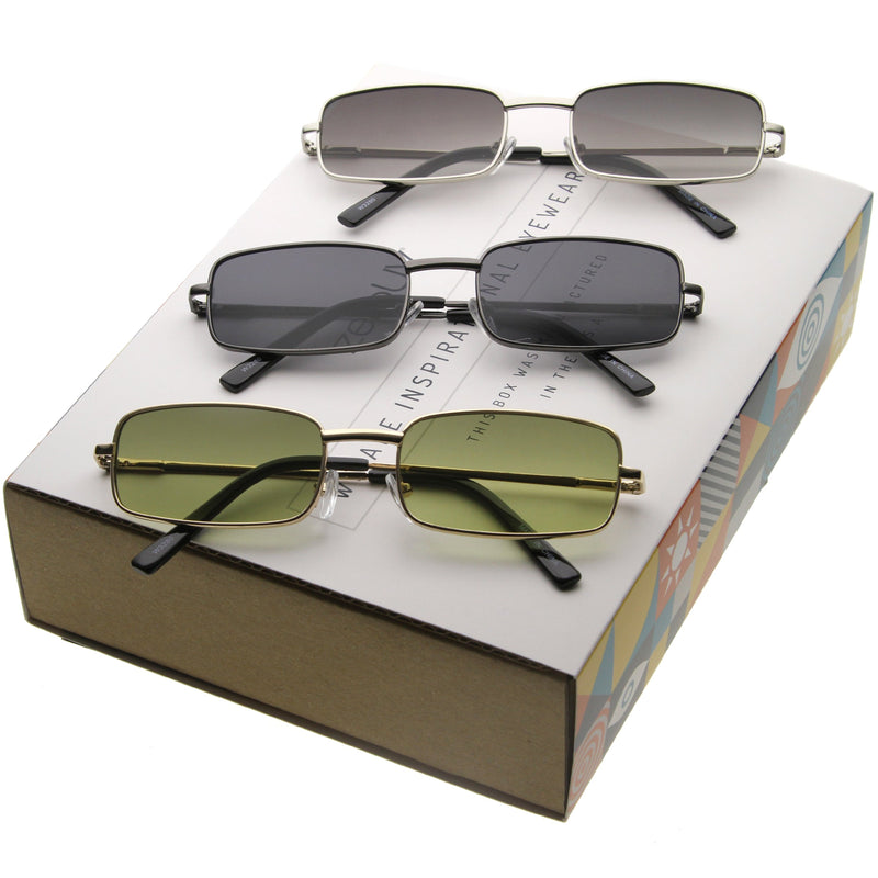 zeroUV 1990's Retro Indie Small Square Metal Sunglasses C719 [Promo Box] Sunglasses