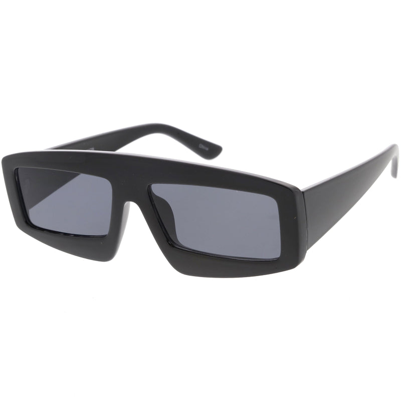 zeroUV Futuristic Retro Rectangle Block Flat Lens Sunglasses C752 Sunglasses