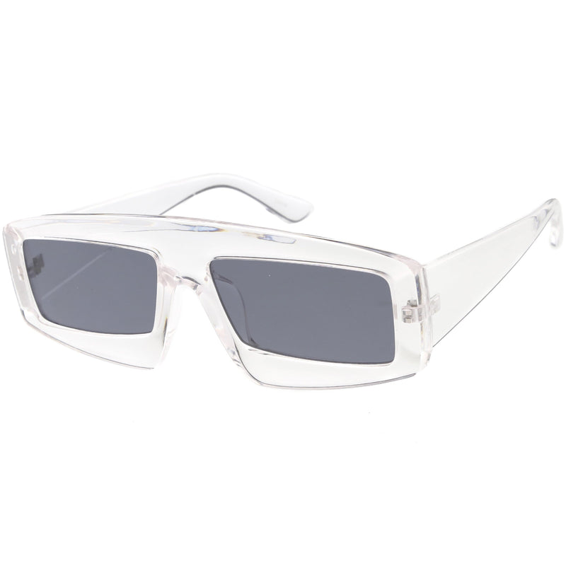 zeroUV Futuristic Retro Rectangle Block Flat Lens Sunglasses C752 Sunglasses
