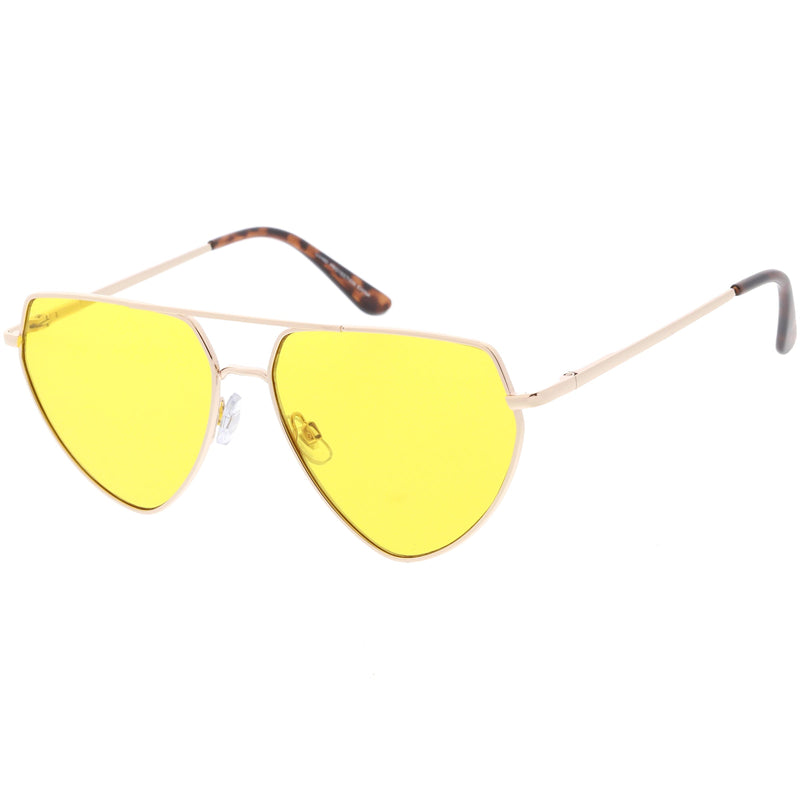 zeroUV Retro Oversize Color Tone Flat Top Aviator Sunglasses C755 Sunglasses