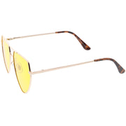 zeroUV Retro Oversize Color Tone Flat Top Aviator Sunglasses C755 Sunglasses