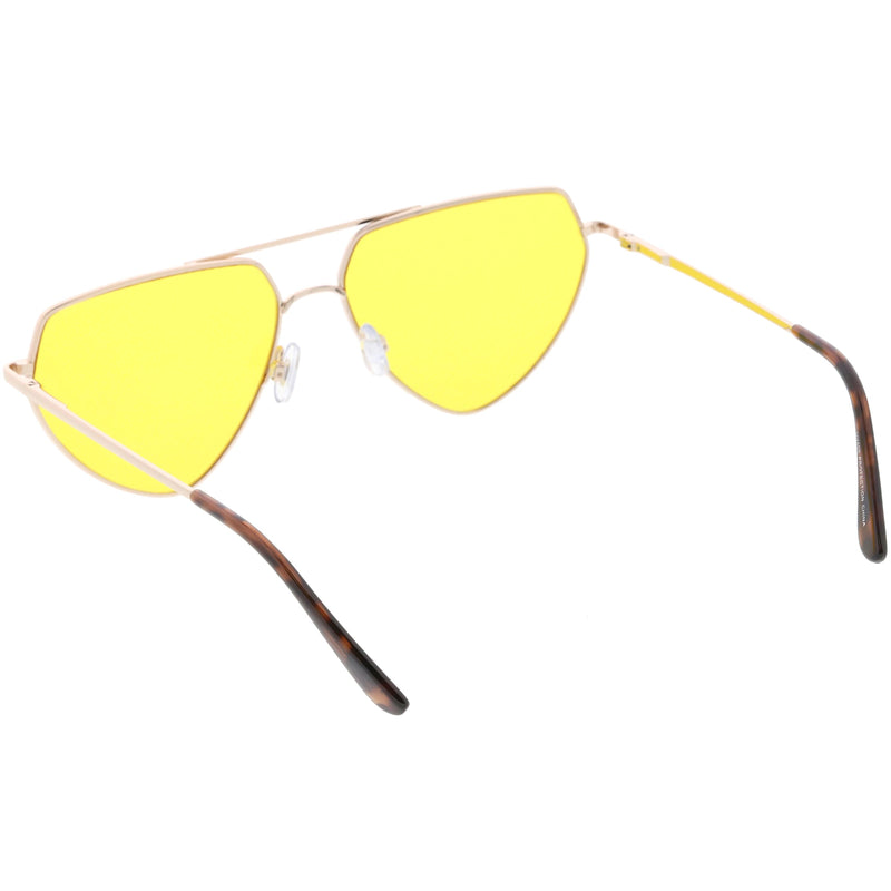 zeroUV Retro Oversize Color Tone Flat Top Aviator Sunglasses C755 Sunglasses