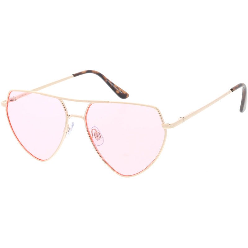 zeroUV Retro Oversize Color Tone Flat Top Aviator Sunglasses C755 Sunglasses