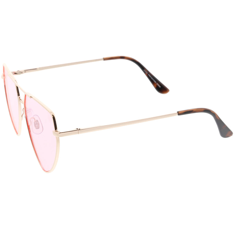 zeroUV Retro Oversize Color Tone Flat Top Aviator Sunglasses C755 Sunglasses