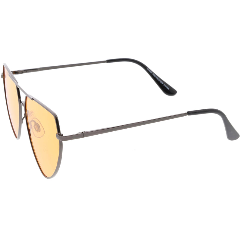 zeroUV Retro Oversize Color Tone Flat Top Aviator Sunglasses C755 Sunglasses