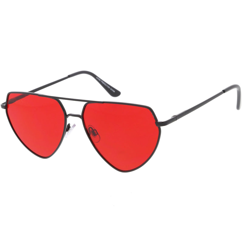 zeroUV Retro Oversize Color Tone Flat Top Aviator Sunglasses C755 Sunglasses