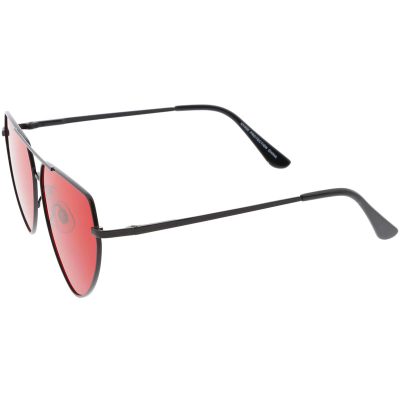 zeroUV Retro Oversize Color Tone Flat Top Aviator Sunglasses C755 Sunglasses