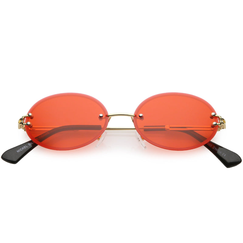 zeroUV Retro Small Round Oval Color Tone Rimless Sunglasses C757 Sunglasses