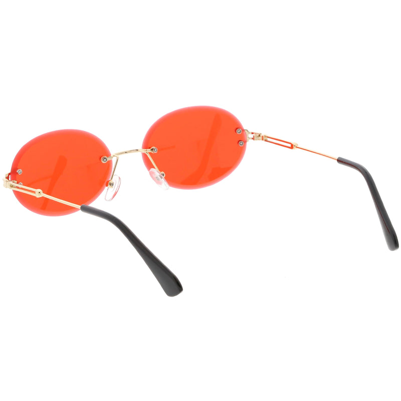 zeroUV Retro Small Round Oval Color Tone Rimless Sunglasses C757 Sunglasses