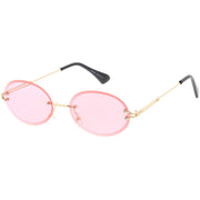 zeroUV Retro Small Round Oval Color Tone Rimless Sunglasses C757 Sunglasses