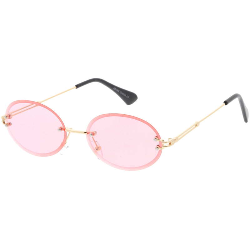 zeroUV Retro Small Round Oval Color Tone Rimless Sunglasses C757 Sunglasses