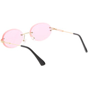 zeroUV Retro Small Round Oval Color Tone Rimless Sunglasses C757 Sunglasses