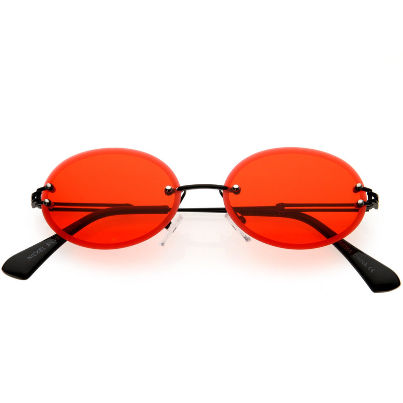 zeroUV Retro Small Round Oval Color Tone Rimless Sunglasses C757 Sunglasses