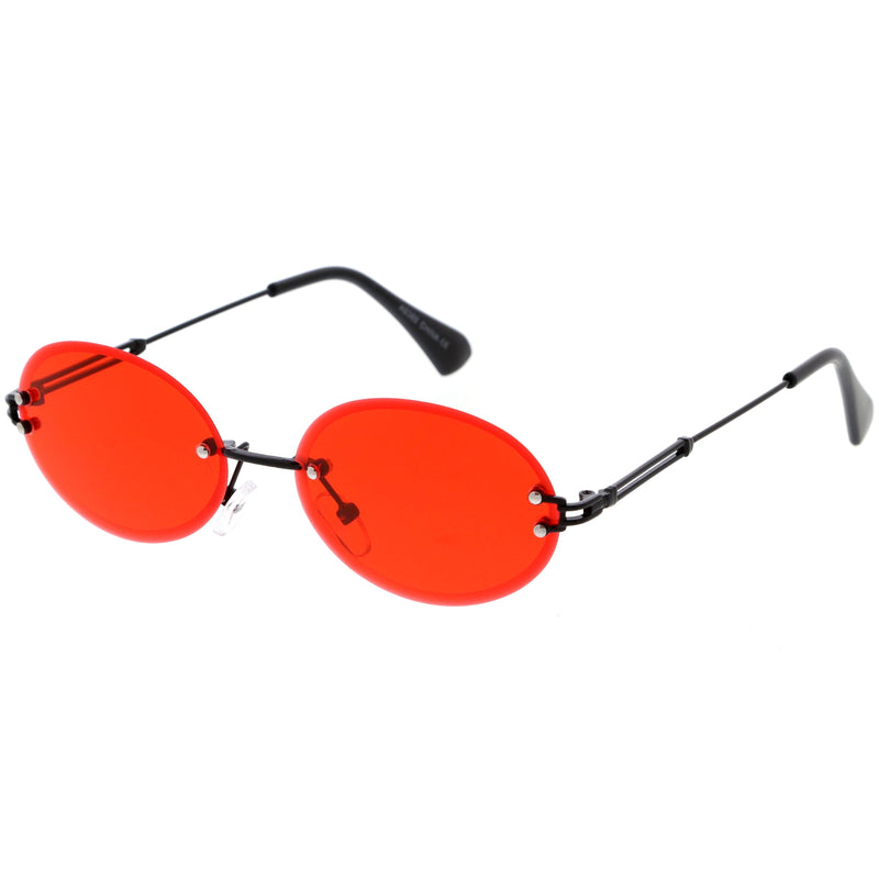 zeroUV Retro Small Round Oval Color Tone Rimless Sunglasses C757 Sunglasses