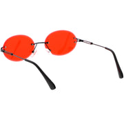 zeroUV Retro Small Round Oval Color Tone Rimless Sunglasses C757 Sunglasses