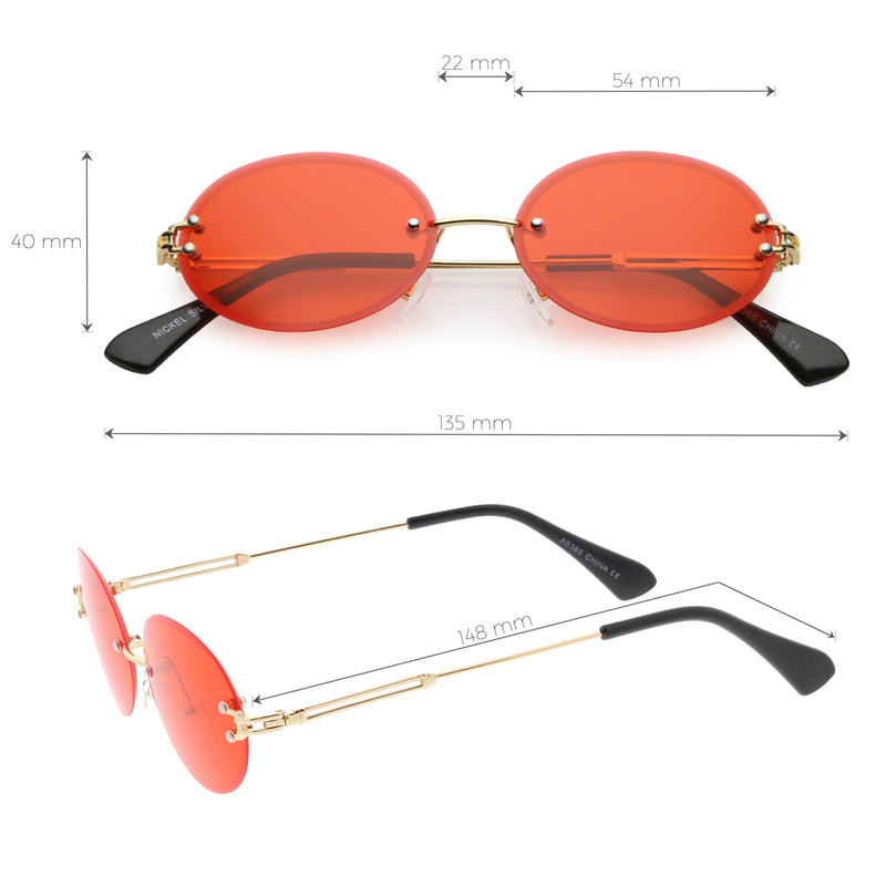 zeroUV Retro Small Round Oval Color Tone Rimless Sunglasses C757 Sunglasses