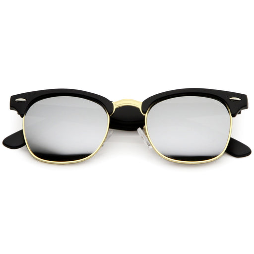 zeroUV Classic Square Colored Mirrored Lens Horn Rimmed Sunglasses C772 Sunglasses