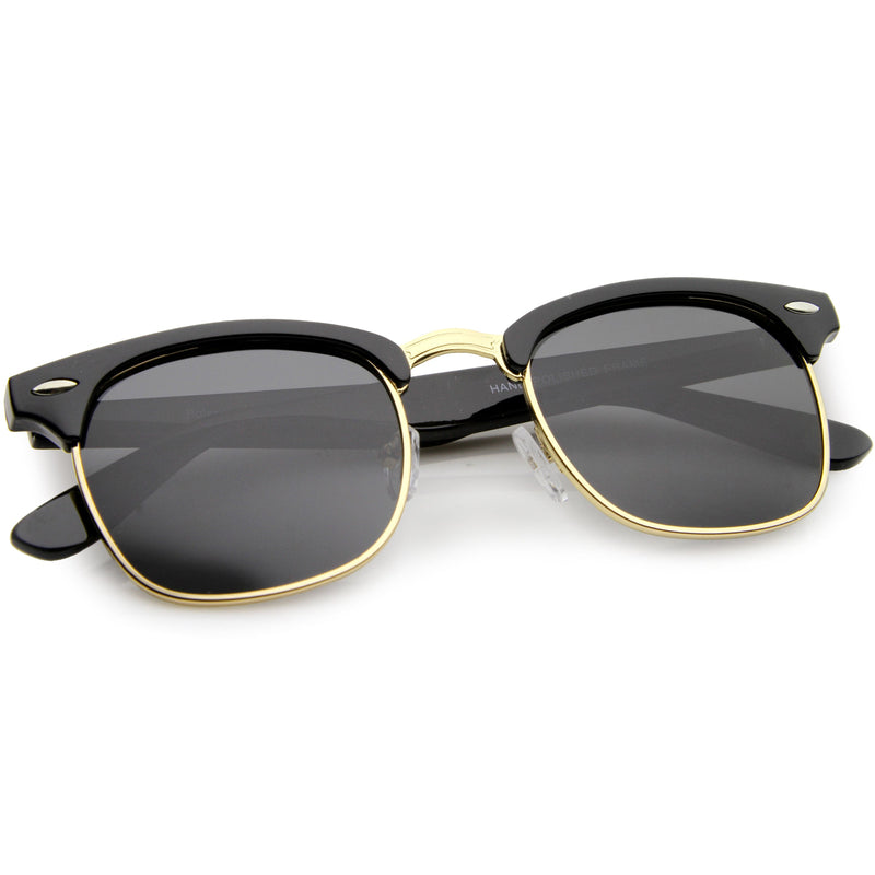 zeroUV Polarized Horn Rimmed Semi Rimless Sunglasses Square Lens C773 Sunglasses