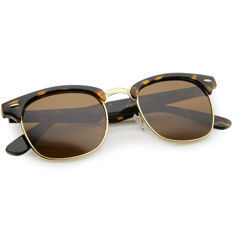 zeroUV Polarized Horn Rimmed Semi Rimless Sunglasses Square Lens C773 Sunglasses