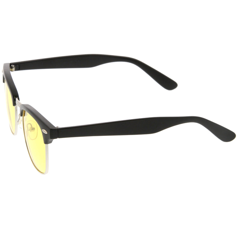 zeroUV Polarized Horn Rimmed Semi Rimless Sunglasses Square Lens C773 Sunglasses