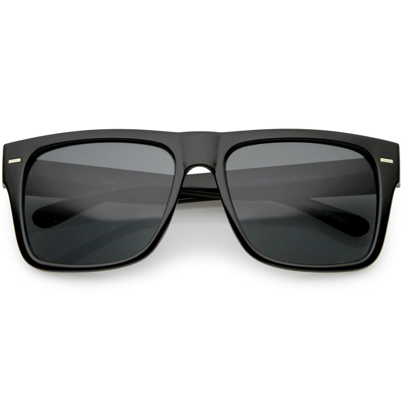 zeroUV Retro Square Neutral Colored Lens Horn Rimmed Sunglasses C785 Sunglasses