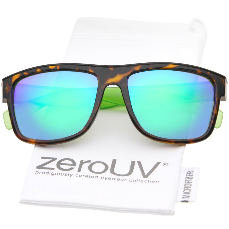 zeroUV Radical Retro Skater Horned Rim Flash Mirrored Sunglasses C787 Sunglasses