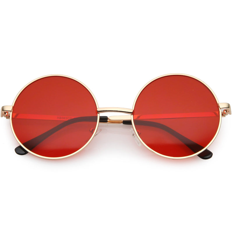 zeroUV Retro Hippie Round Color Tone Metal Sunglasses 9892 Sunglasses