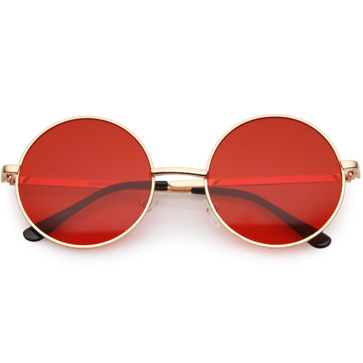 zeroUV Retro Hippie Round Color Tone Metal Sunglasses 9892 Sunglasses