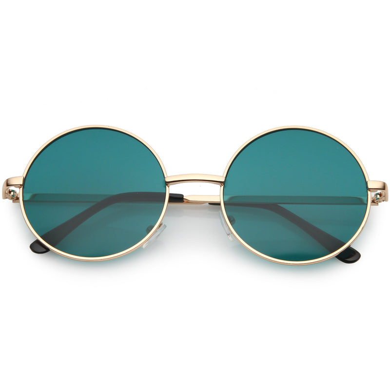 zeroUV Retro Hippie Round Color Tone Metal Sunglasses 9892 Sunglasses
