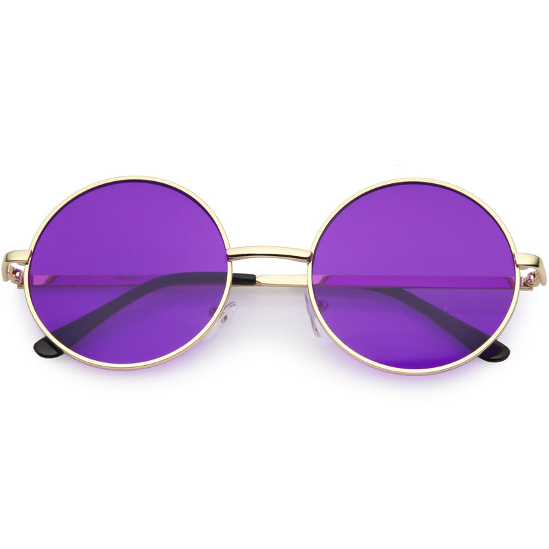 zeroUV Retro Hippie Round Color Tone Metal Sunglasses 9892 Sunglasses