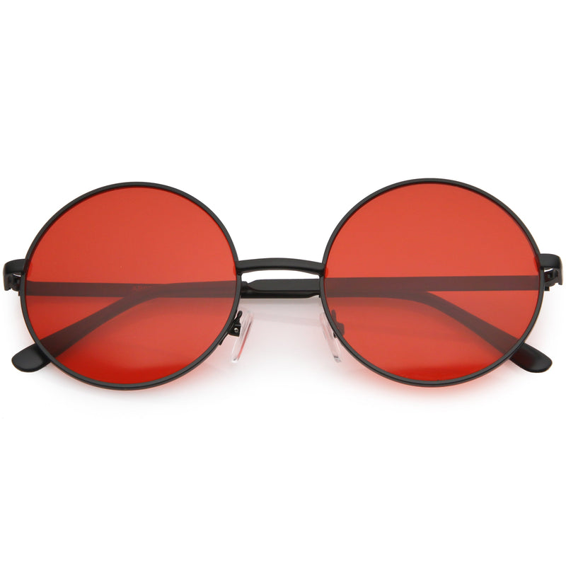 zeroUV Retro Hippie Round Color Tone Metal Sunglasses 9892 Sunglasses