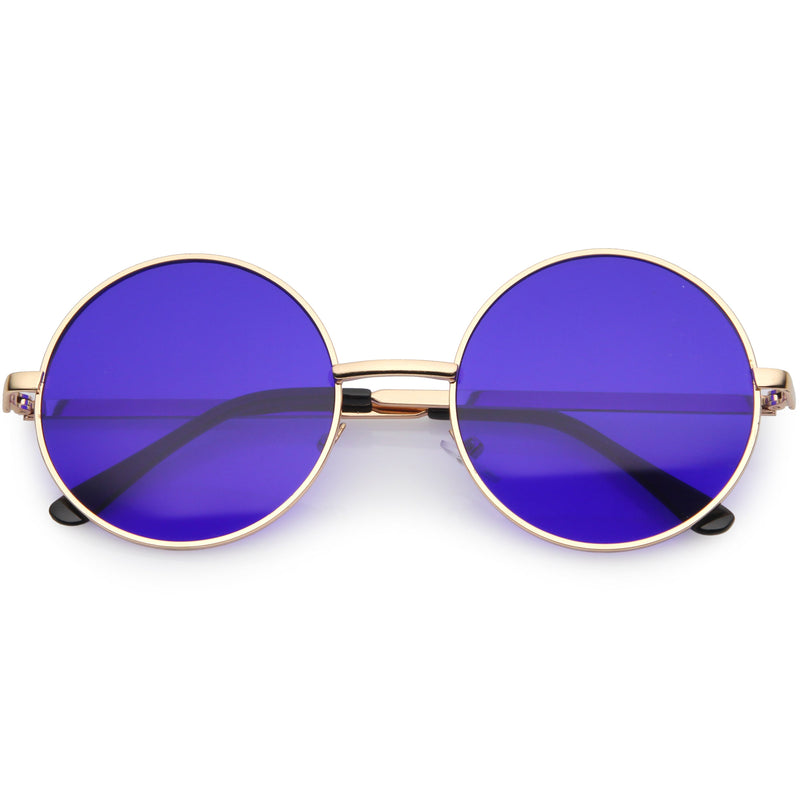 zeroUV Retro Hippie Round Color Tone Metal Sunglasses 9892 Sunglasses