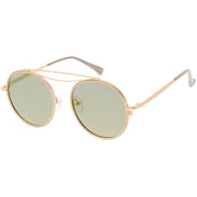 zeroUV Retro Polarized Round Metal Aviator Mirrored Lens Sunglasses C821 Sunglasses