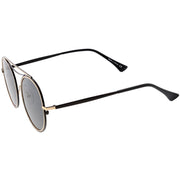 zeroUV Retro Polarized Round Metal Aviator Mirrored Lens Sunglasses C821 Sunglasses