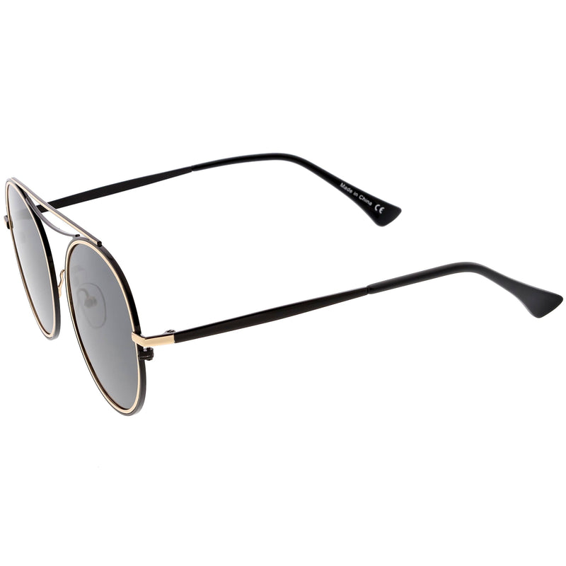 zeroUV Retro Polarized Round Metal Aviator Mirrored Lens Sunglasses C821 Sunglasses