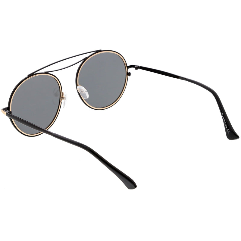 zeroUV Retro Polarized Round Metal Aviator Mirrored Lens Sunglasses C821 Sunglasses