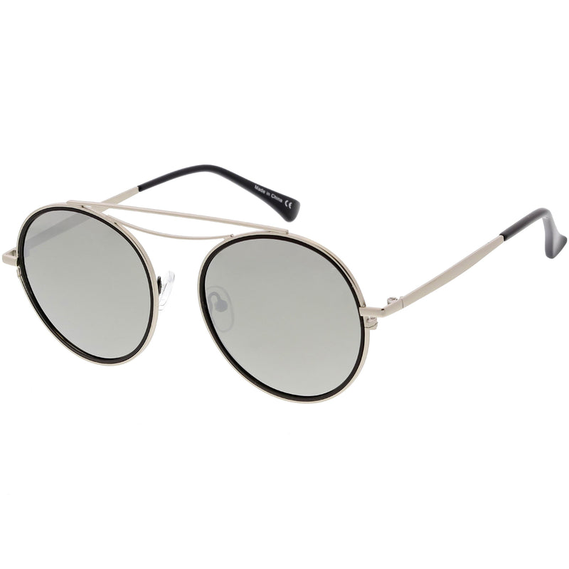 zeroUV Retro Polarized Round Metal Aviator Mirrored Lens Sunglasses C821 Sunglasses