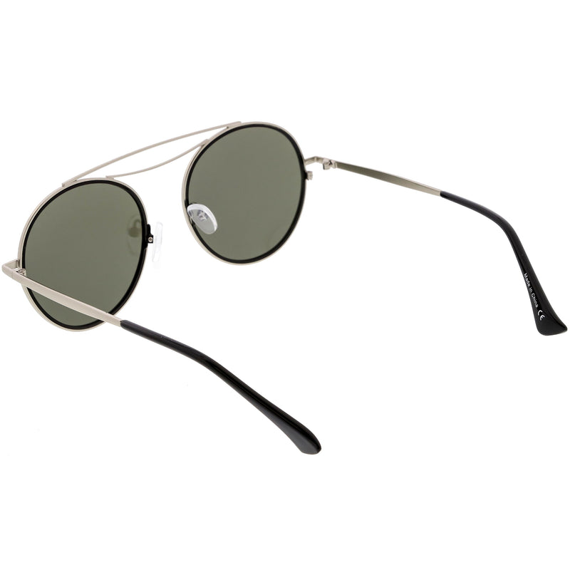 zeroUV Retro Polarized Round Metal Aviator Mirrored Lens Sunglasses C821 Sunglasses