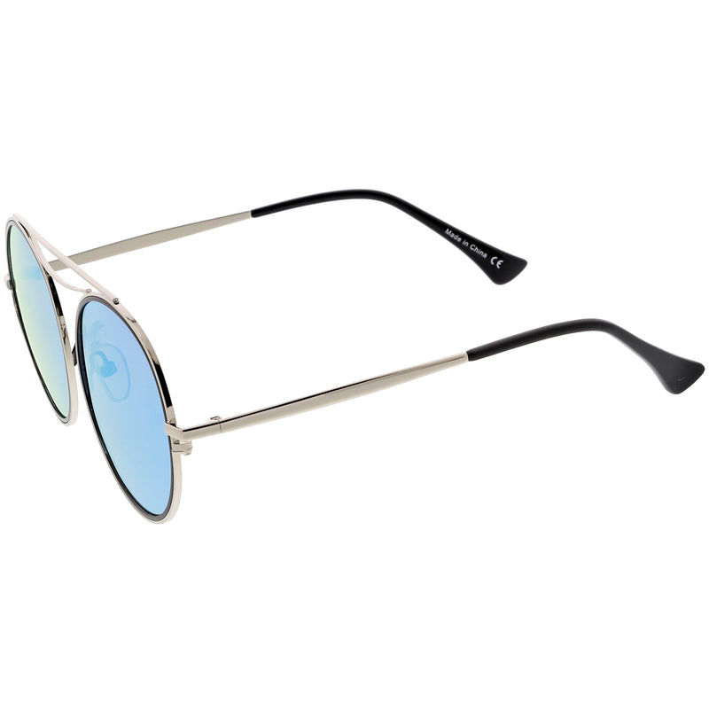 zeroUV Retro Polarized Round Metal Aviator Mirrored Lens Sunglasses C821 Sunglasses
