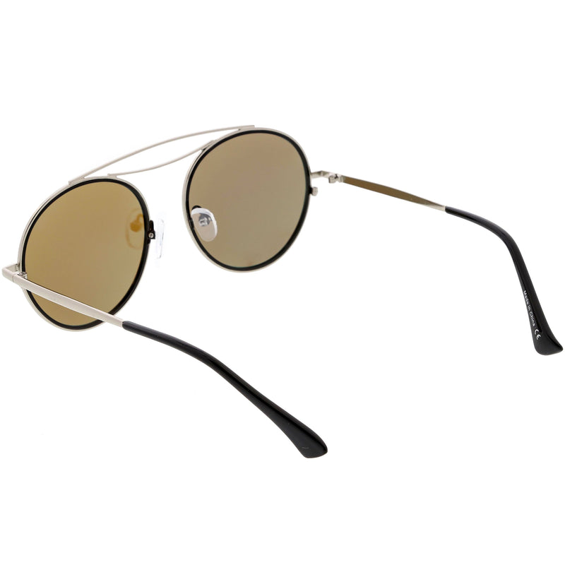 zeroUV Retro Polarized Round Metal Aviator Mirrored Lens Sunglasses C821 Sunglasses