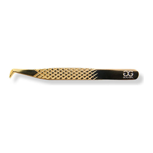 GladGirl - Titanium Gold Diamond Grip Tweezers for Volume Lashes
