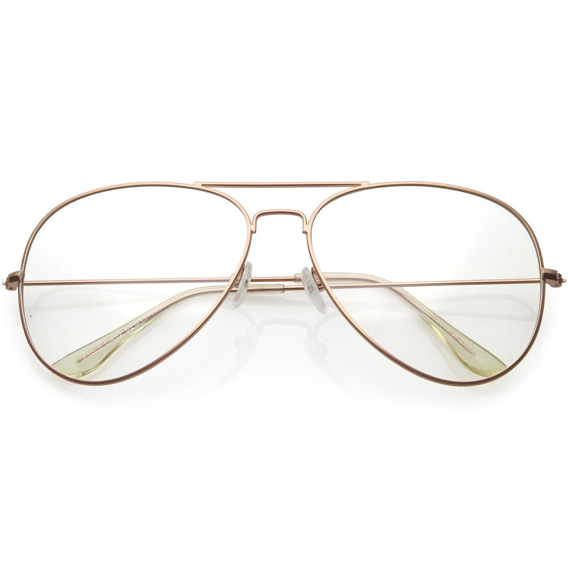 zeroUV Retro Full Metal Aviator Sunglasses With Clear Lenses Glasses 9591 Glasses