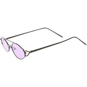 zeroUV Retro Modern Small Metal Oval Crossbar Color Tone Lens Sunglasses C944 Sunglasses
