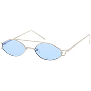 zeroUV Retro Modern Small Metal Oval Crossbar Color Tone Lens Sunglasses C944 Sunglasses