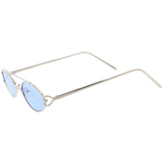 zeroUV Retro Modern Small Metal Oval Crossbar Color Tone Lens Sunglasses C944 Sunglasses