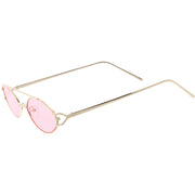 zeroUV Retro Modern Small Metal Oval Crossbar Color Tone Lens Sunglasses C944 Sunglasses