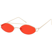 zeroUV Retro Modern Small Metal Oval Crossbar Color Tone Lens Sunglasses C944 Sunglasses