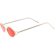 zeroUV Retro Modern Small Metal Oval Crossbar Color Tone Lens Sunglasses C944 Sunglasses