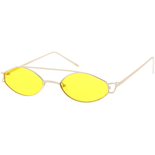 zeroUV Retro Modern Small Metal Oval Crossbar Color Tone Lens Sunglasses C944 Sunglasses