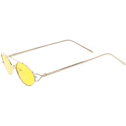 zeroUV Retro Modern Small Metal Oval Crossbar Color Tone Lens Sunglasses C944 Sunglasses